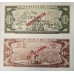 CUBA 1978 . ONE 1 and TEN 10 PESOS BANKNOTES . SPECIMEN